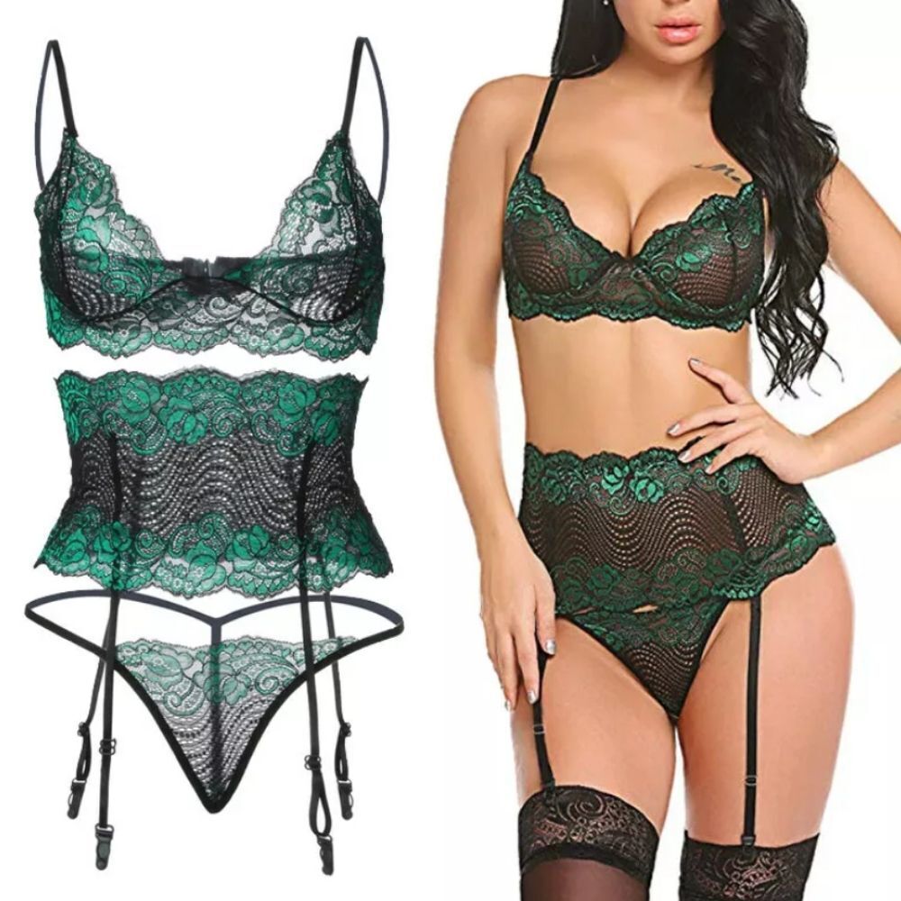 New Sexy Lingerie Womens Lace Corset Babydoll Bra